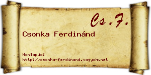 Csonka Ferdinánd névjegykártya