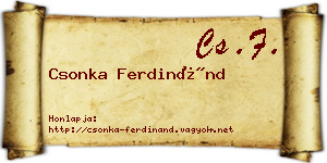 Csonka Ferdinánd névjegykártya